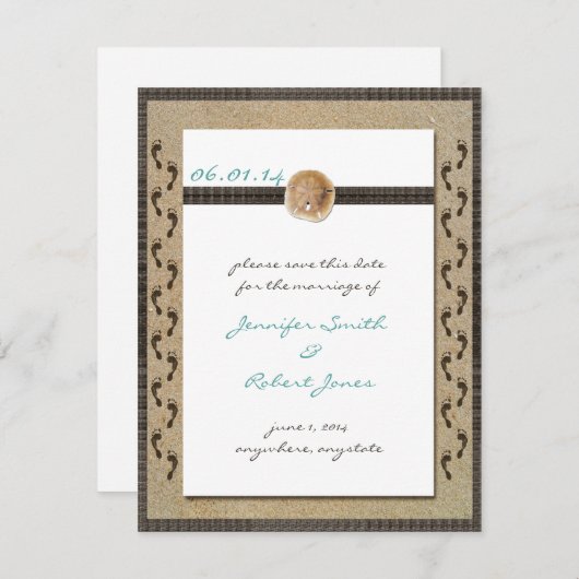 Save The Date Empreintes dans le sable Enregistrer la date (Devant / Derrière)