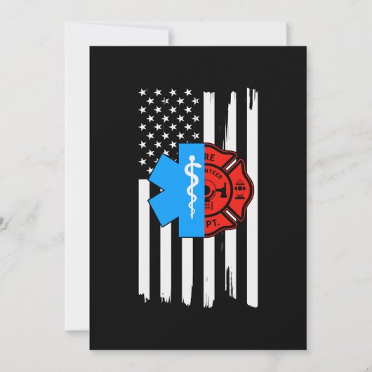 Save The Date Emt Firefighter Drapeau Américain Trouvé.Png (Devant)