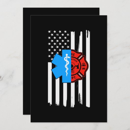 Save The Date Emt Firefighter Drapeau Américain Trouvé.Png (Devant / Derrière)