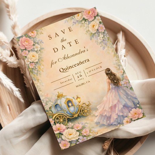 Save The Date Enchanted Carriage Fairytale Quinceañera