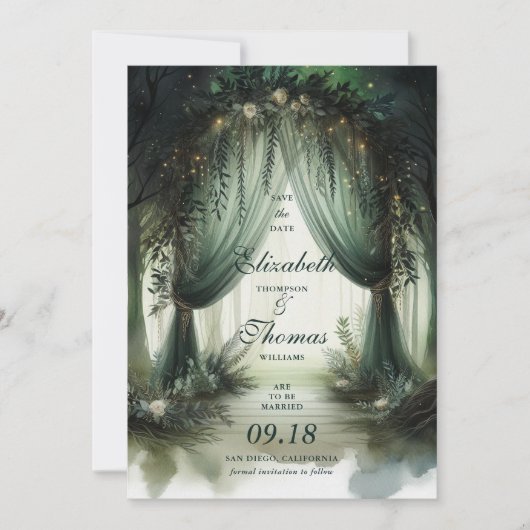 Save The Date Enchanted Forest Elegant Moody Dream Mariage photo (Devant)