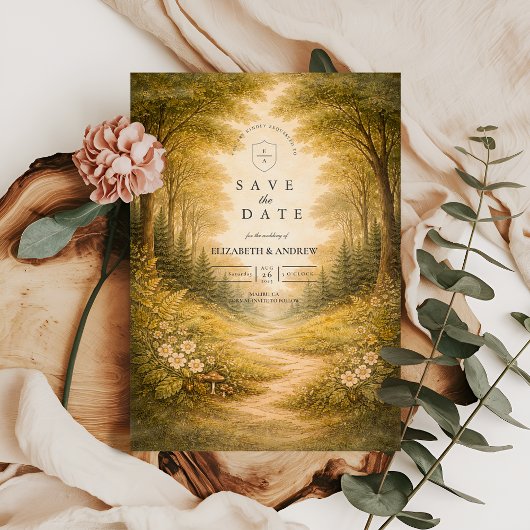Save The Date Enchanted Forest Path Wedding