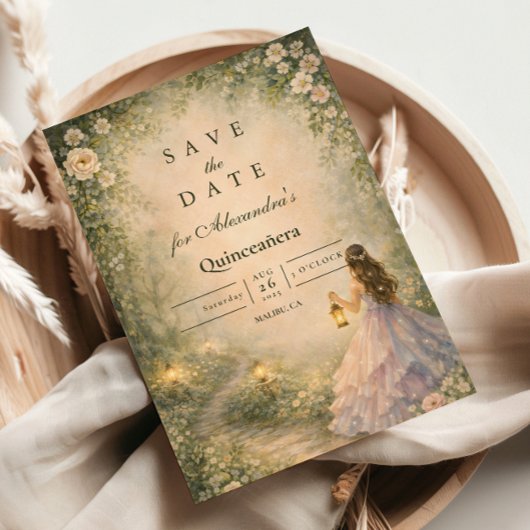 Save The Date Enchanted Forest Princess Quinceañera