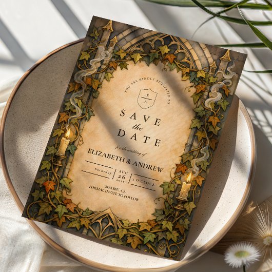 Save The Date Enchanted Ivy Gothic Autumn Wedding