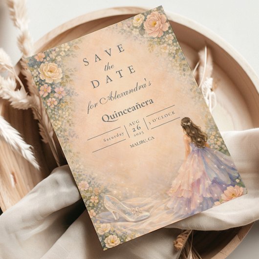 Save The Date Enchanted Princess Fairytale Quinceañera