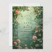 Save The Date Enchanted Rose Garden Gate Wedding (Devant)