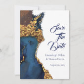 Save The Date Enchanter l'or bleu Abstrait (Devant)