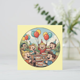 Save The Date Enfants qui aiment leurs gâteaux, sodas et ballons