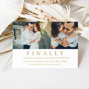 Save The Date Enfin Deux Photo Antique Or Mariage Drôle