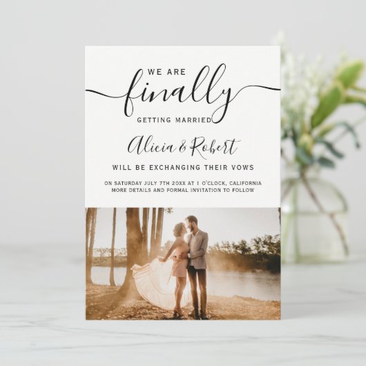 Save The Date Enfin enregistrer le script date simple photo chic (Debout devant)