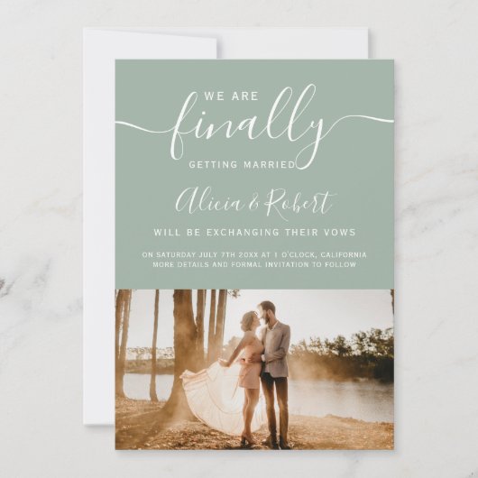 Save The Date Enfin enregistrer le script date simple photo vert (Devant)