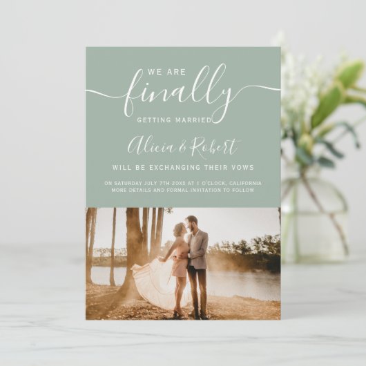 Save The Date Enfin enregistrer le script date simple photo vert (Debout devant)