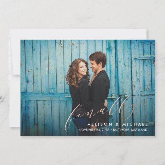 Save The Date Enfin Faux Foil Calligraphy Script Enregistrer la (Devant)