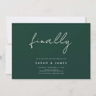 Save The Date Enfin Minimaliste Moderne Emerald Enregistrer La D