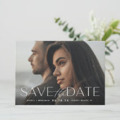 Save The Date Énoncé moderne | Photo horizontale (Debout devant)