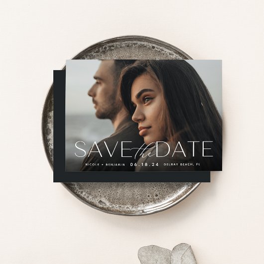 Save The Date Énoncé moderne | Photo horizontale