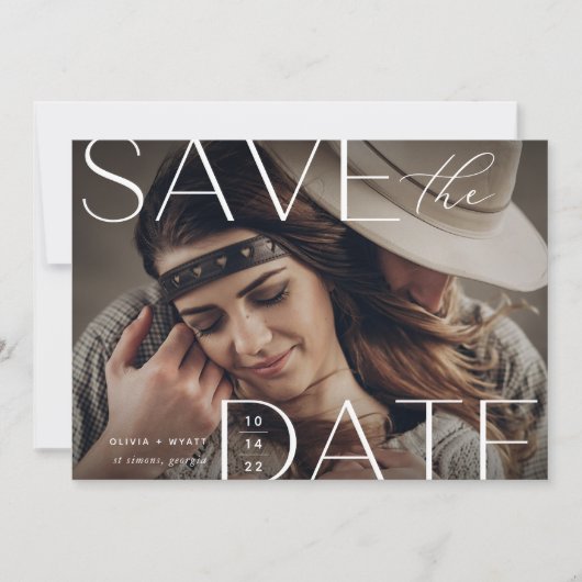 Save The Date Énoncé moderne | Photo horizontale (Devant)