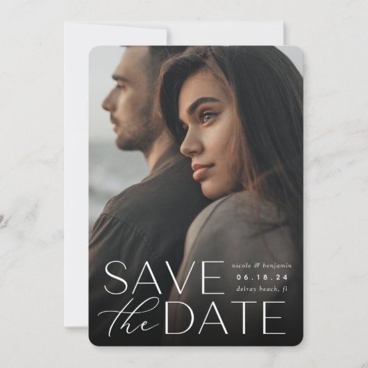 Save The Date Énoncé moderne | Photo verticale (Devant)
