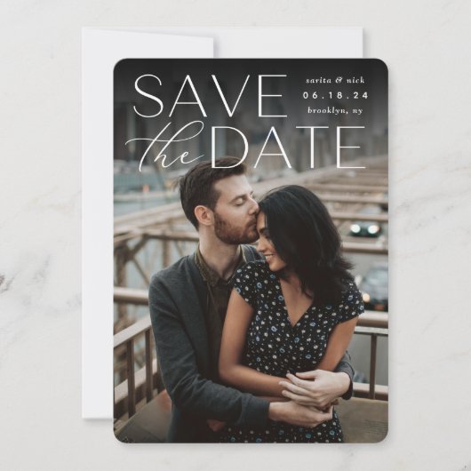 Save The Date Énoncé moderne | Photo verticale (Devant)