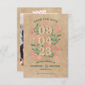 Save The Date Enregistrement rustique de la date de mariage avec (Devant / Derrière)