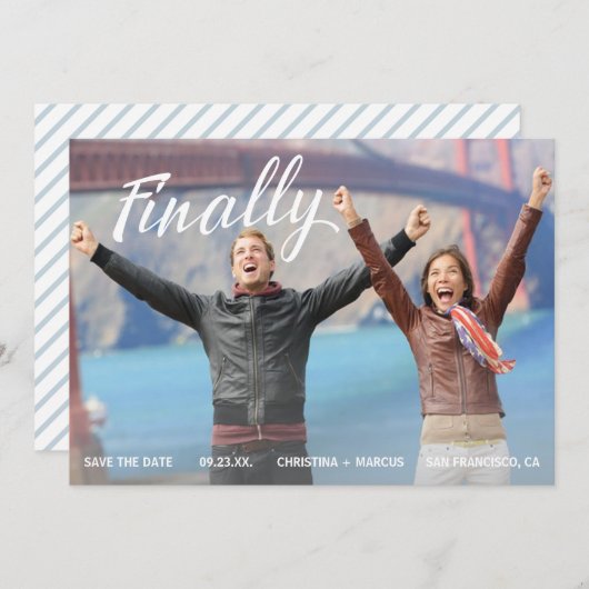 Save The Date Enregistrer la bande bleue de la date (Devant / Derrière)