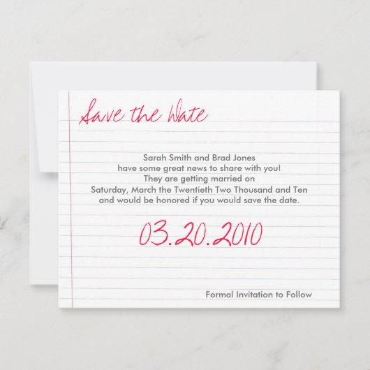 Save The Date Enregistrer la date (Devant)