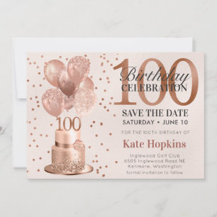 Save The Date Enregistrer La Date 100e Anniversaire Rose Gold Ca