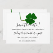 Save The Date Enregistrer La Date À Quatre Feuilles Clover Noir  (Devant / Derrière)