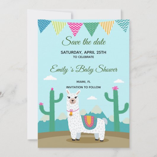 Save The Date Enregistrer La Date Alpaca Lama (Devant)