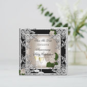 Save The Date Enregistrer La Date Anniversaire Mariage Crème Noi (Debout devant)