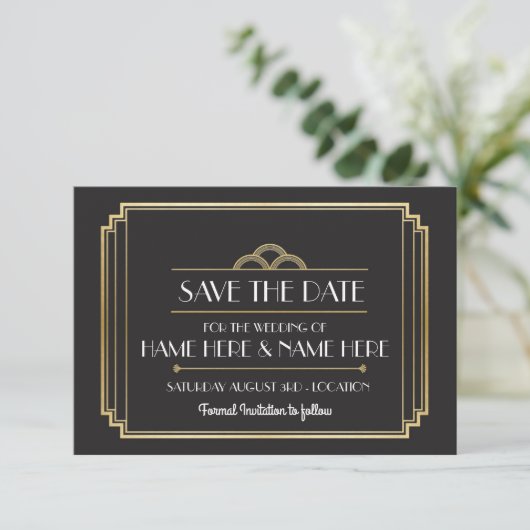 Save The Date Enregistrer La Date Art Déco Wedding Party Gold In (Debout devant)