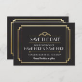 Save The Date Enregistrer La Date Art Déco Wedding Party Gold In (Devant / Derrière)