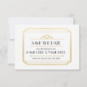 Save The Date Enregistrer La Date Art Déco Wedding Party Gold In (Devant)