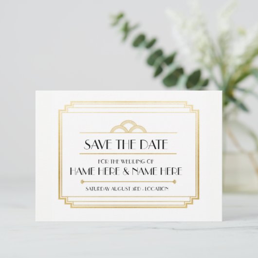 Save The Date Enregistrer La Date Art Déco Wedding Party Gold In (Debout devant)