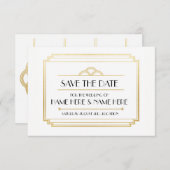 Save The Date Enregistrer La Date Art Déco Wedding Party Gold In (Devant / Derrière)