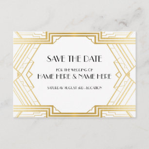 Save The Date Enregistrer La Date Art Déco Wedding Party Gold In