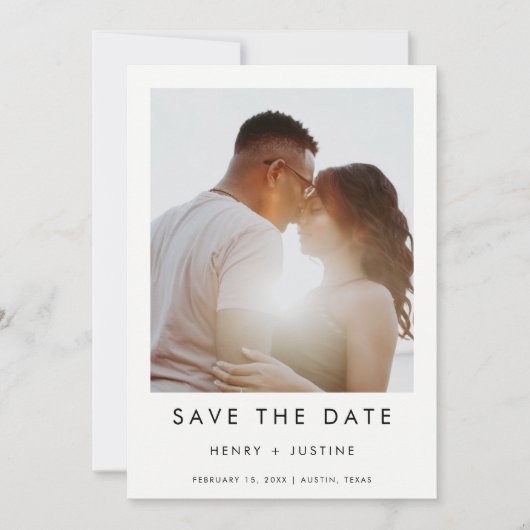 Save The Date Enregistrer la date avec photo, noir & blanc minim (Devant)