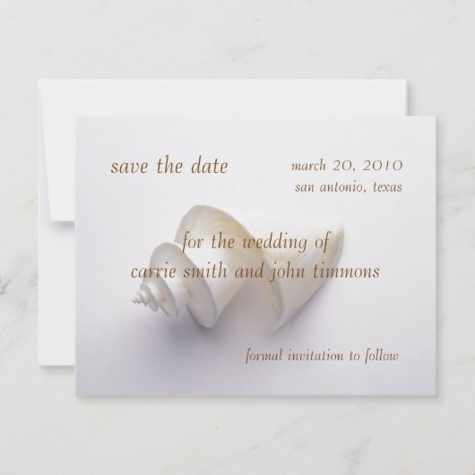 Save The Date Enregistrer la date avec Sea Shell dans le sable (Devant)