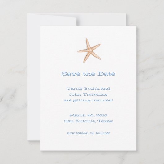 Save The Date Enregistrer la date avec Starfish (Devant)
