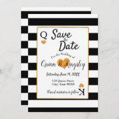 Save The Date Enregistrer la date Bandes noires et blanches avec (Devant / Derrière)