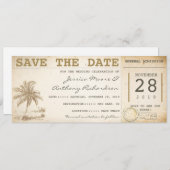 Save The Date enregistrer la date beach palm tickets - invitatio (Devant / Derrière)