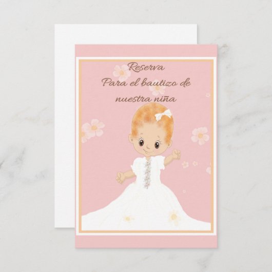 Save The Date Enregistrer la date bébé fille espagnole (Devant / Derrière)