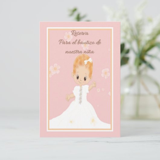 Save The Date Enregistrer la date bébé fille espagnole (Debout devant)