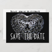Save The Date Enregistrer la date - Bijou de coeur en métal goth (Devant / Derrière)