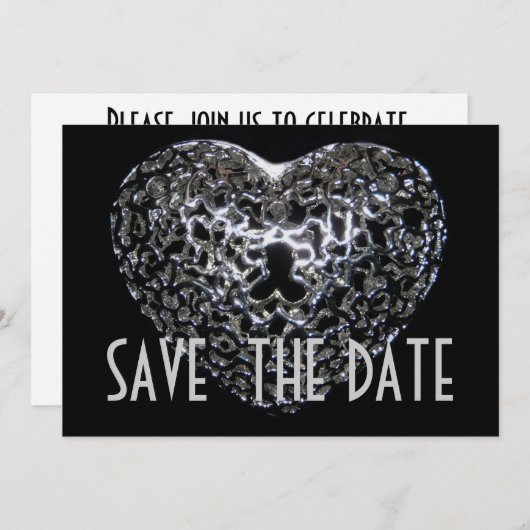 Save The Date Enregistrer la date - Bijou de coeur en métal goth (Devant / Derrière)