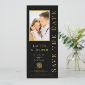 Save The Date Enregistrer La Date Black Gold QR Code Modern Mari (Debout devant)