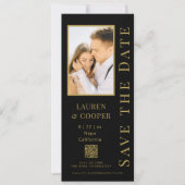 Save The Date Enregistrer La Date Black Gold QR Code Modern Mari (Devant)