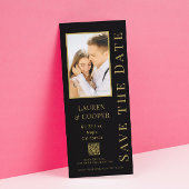 Save The Date Enregistrer La Date Black Gold QR Code Modern Mari