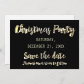 Save The Date Enregistrer La Date Black Gold Script Christmas Pa (Devant / Derrière)