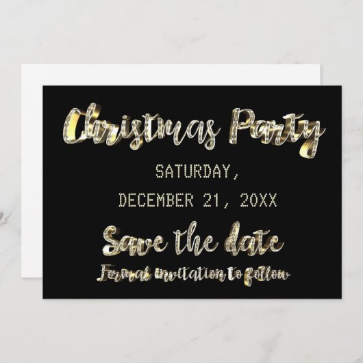 Save The Date Enregistrer La Date Black Gold Script Christmas Pa (Devant / Derrière)